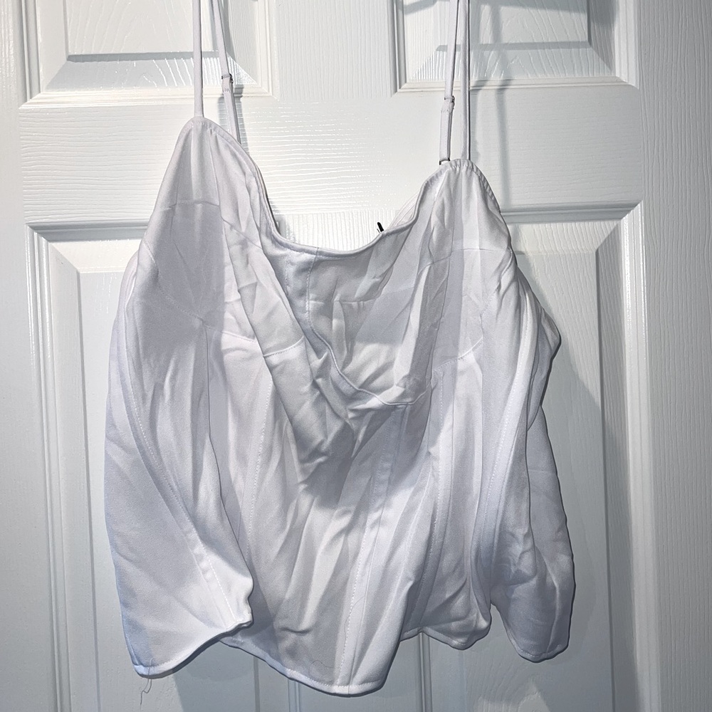 Pretty Little Thing white structure corset top. 20. Never worn.